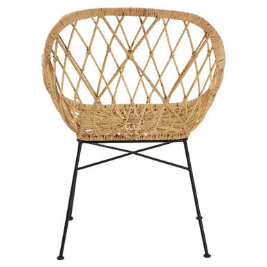 Java Natural Rattan Chair with Geometric Lattice Design