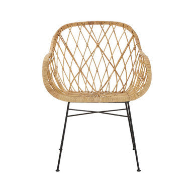 Java Natural Rattan Chair with Geometric Lattice Design