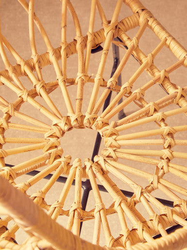 Java Natural Rattan Chair with Geometric Lattice Design