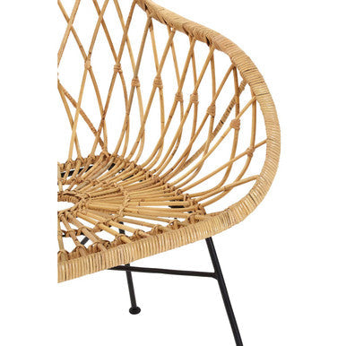 Java Natural Rattan Chair with Geometric Lattice Design
