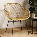 Java Natural Rattan Chair with Geometric Lattice Design