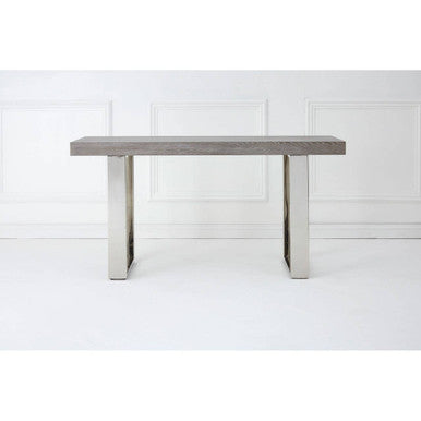 Grey Elm Wood Console Table with Stainless Steel U-Shape Legs | Ulmus