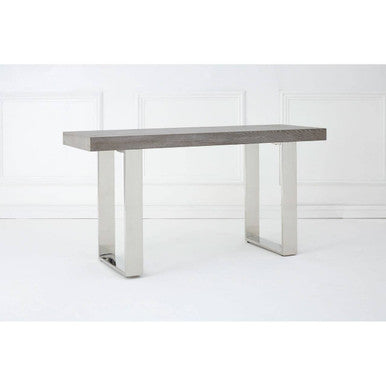 Grey Elm Wood Console Table with Stainless Steel U-Shape Legs | Ulmus