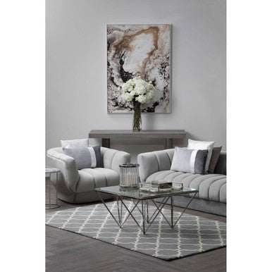 Grey Elm Wood Console Table with Stainless Steel U-Shape Legs | Ulmus