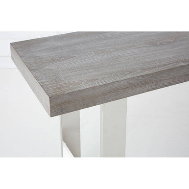 Grey Elm Wood Console Table with Stainless Steel U-Shape Legs | Ulmus