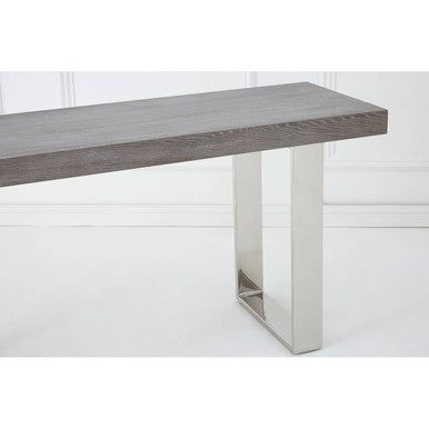 Grey Elm Wood Console Table with Stainless Steel U-Shape Legs | Ulmus