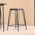 District Black Elm Wood Stool with Black Metal Frame