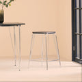 Chrome Metal and Elm Wood Square Bar Stool | District