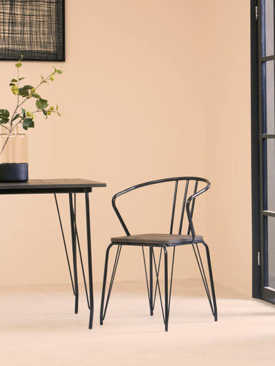 Black Metal Legs and Elm Wood Top Dining Table, District