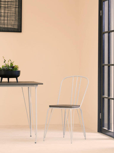 Grey Metal Legs and Brown Elm Wood Top Dining Table, District