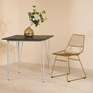 Grey Metal Legs and Brown Elm Wood Top Dining Table, District