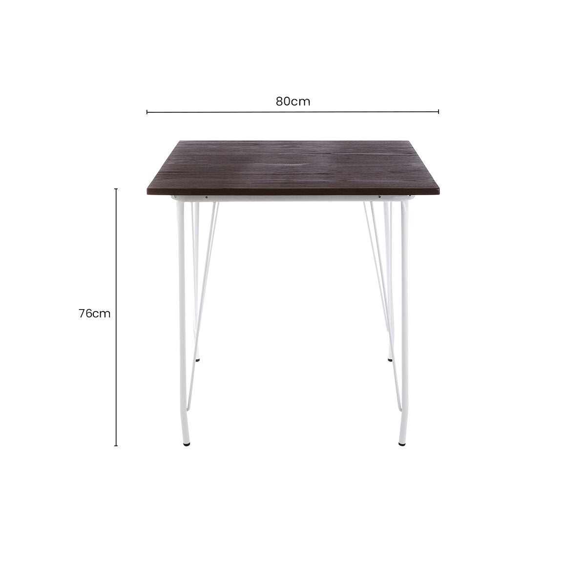 White Metal Legs and Brown Elm Wood Top Square Dining Table, District