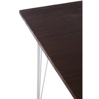 Silver Chrome Metal Legs and Brown Elm Wood Top Table, District