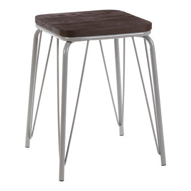 District Grey Wood Stool with Metal Legs