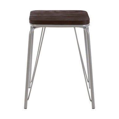 District Grey Wood Stool with Metal Legs