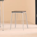 District Grey Wood Stool with Metal Legs