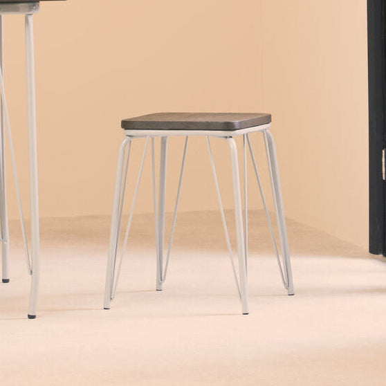 District Grey Wood Stool with Metal Legs