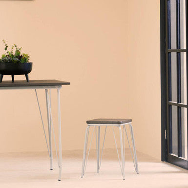 District Grey Wood Stool with Metal Legs