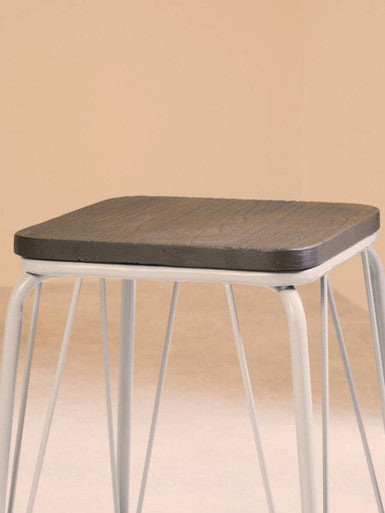 District Grey Wood Stool with Metal Legs