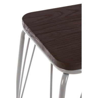 District Grey Wood Stool with Metal Legs