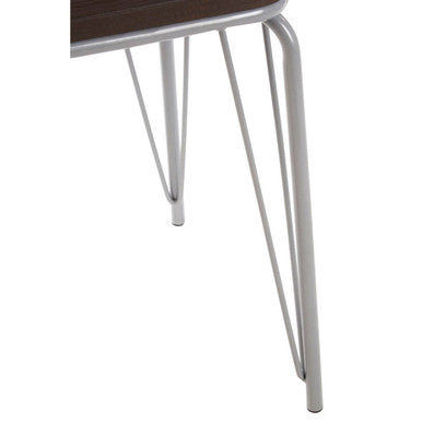 District Grey Wood Stool with Metal Legs