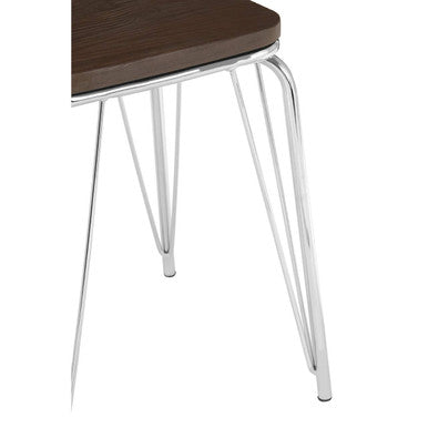 District Chrome Wood Stool with Metal Legs