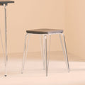 District Chrome Wood Stool with Metal Legs