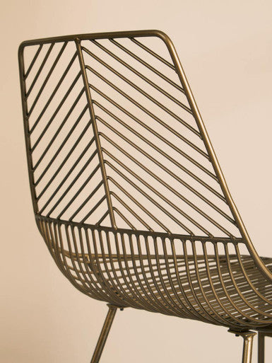 District Bronze Metal Wire Tapered Legs Chair