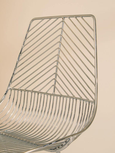 District Chrome Metal Wire Tapered Legs Chair