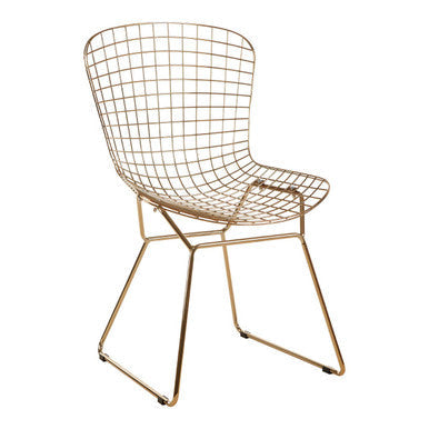 Gold Metal Grid Frame Wire Chair | District