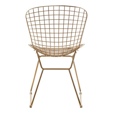 Gold Metal Grid Frame Wire Chair | District