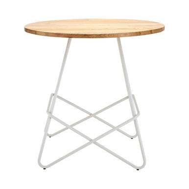 White Metal Legs and Natural Elm Wood Top Round Dining Table, District