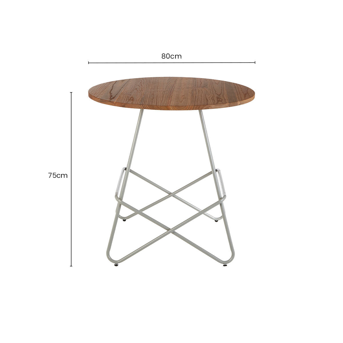 Grey Metal Legs and Natural Elm Wood Top Round Dining Table, District