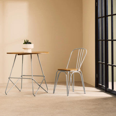 Grey Metal Legs and Natural Elm Wood Top Round Dining Table, District