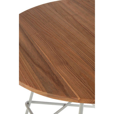 Grey Metal Legs and Natural Elm Wood Top Round Dining Table, District