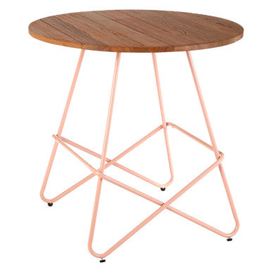 Pink Metal Legs and Natural Elm Wood Top Round Dining Table, District