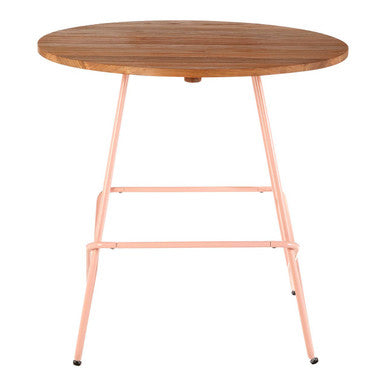 Pink Metal Legs and Natural Elm Wood Top Round Dining Table, District