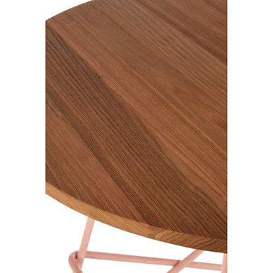 Pink Metal Legs and Natural Elm Wood Top Round Dining Table, District