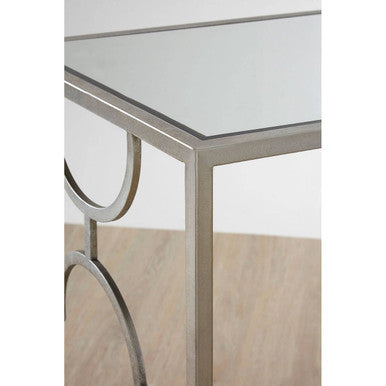 Set of 2 Tempered Glass Top Side Table with Silver Leaf Finish Base, Merlin