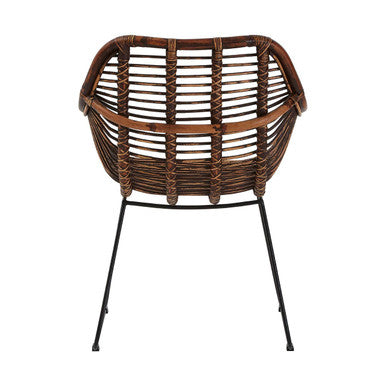 Java Natural Rattan Chair with Black Iron Legs