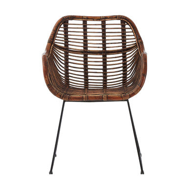 Java Natural Rattan Chair with Black Iron Legs