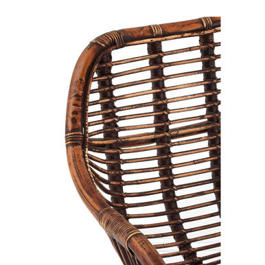 Java Natural Rattan Chair with Black Iron Legs