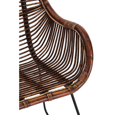 Java Natural Rattan Chair with Black Iron Legs