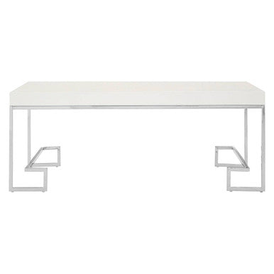 Allure Chrome Stainless Steel Coffee Table with White Gloss Top