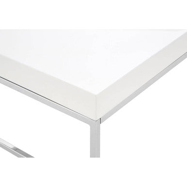 Allure Chrome Stainless Steel Coffee Table with White Gloss Top
