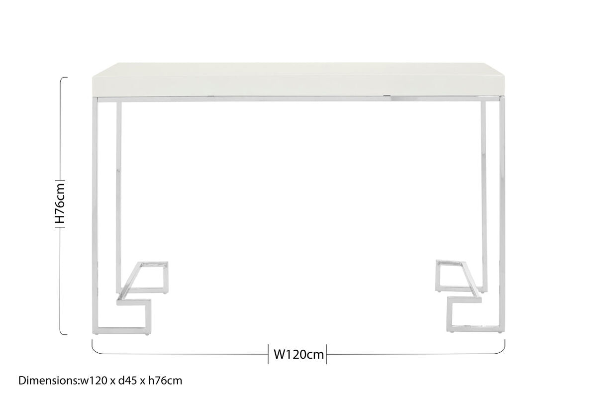 White High Gloss Wood Top Coffee Table with Silver Chrome Metal Leg, Allure