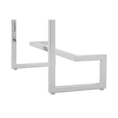 White High Gloss Wood Top Coffee Table with Silver Chrome Metal Leg, Allure