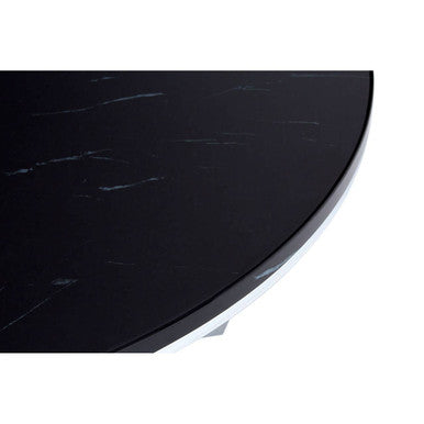 Round Black Faux Marble Coffee Table with Chrome Lattice Leg Design, Allure