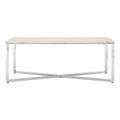 Allure White Faux Marble Rectangular Coffee Table with Chrome Legs