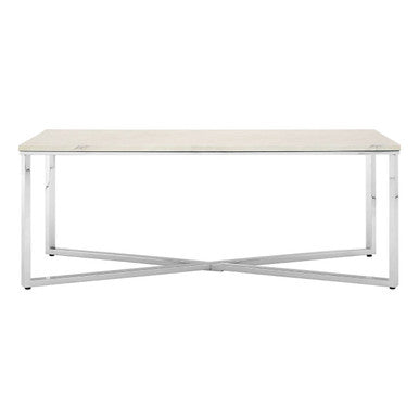 Allure White Faux Marble Rectangular Coffee Table with Chrome Legs